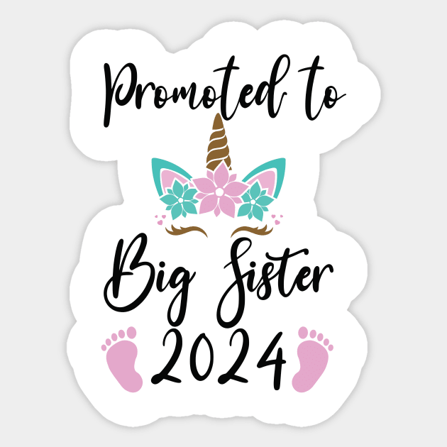 Promoted to big sister 2024 with unicorn for new baby Sticker by AWESOME ART